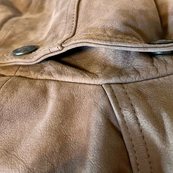 Green Fields Leather Suede Coat Size M Brown Australian Snaps Zipper Ties VTG - Picture 16 of 16